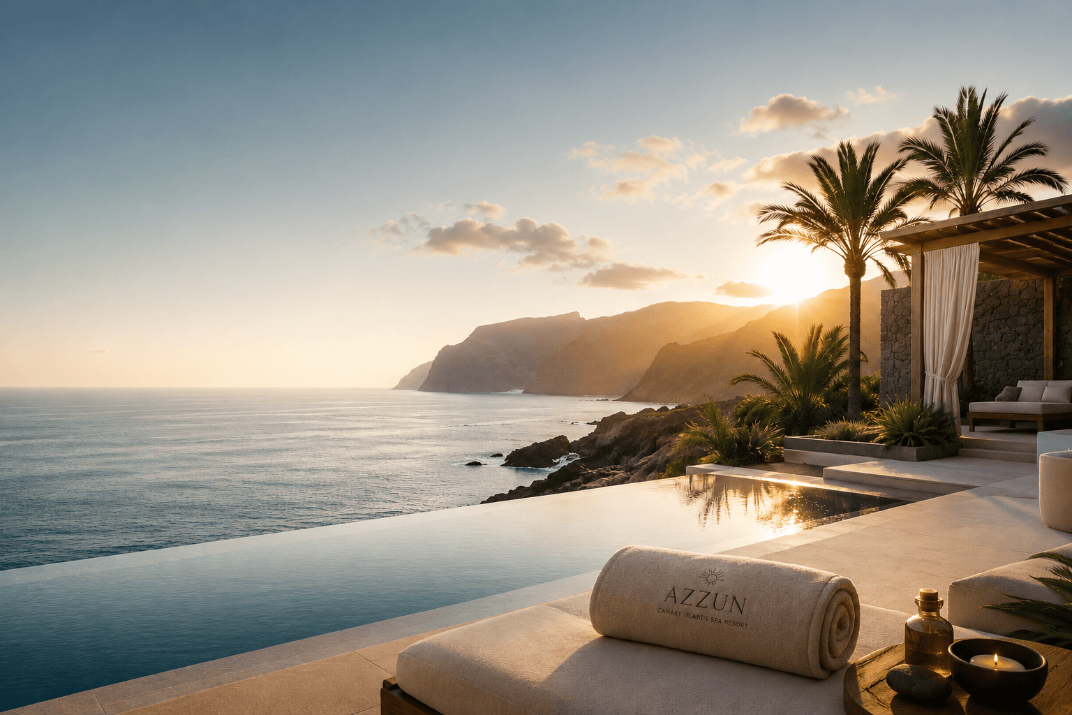 Sunset over the Atlantic from the Azzun pool terrace, Tenerife